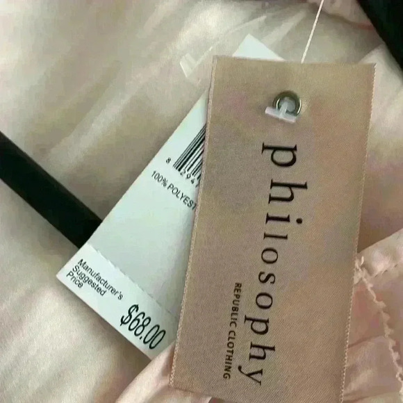 PHILOSOPHY- Pink Satin Smocked Blouse Sz Small New with tags - Picture 7 of 10